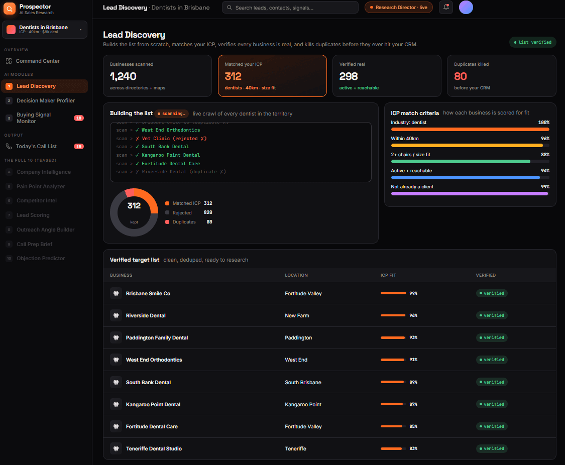 Claude AI Sales Research System Build & Verify UI