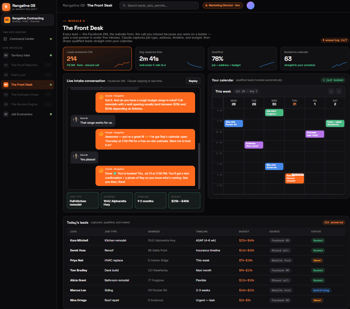 Claude Al Marketing for Contractors Module 4 UI